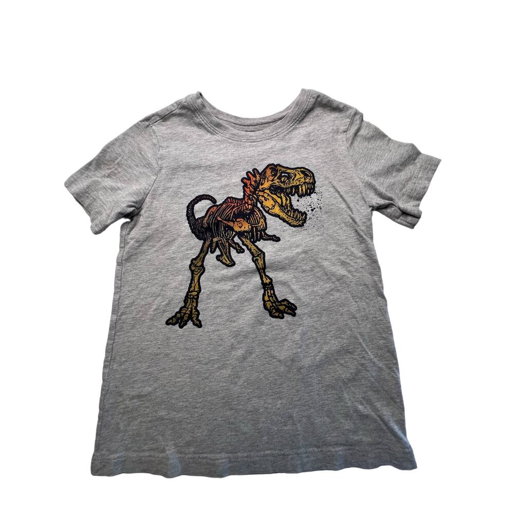 Boys Graphic Tee Shirt Size 7 Grey with Orange and Black SKINNY DINOSAUR